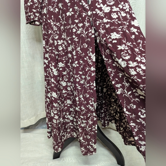 J.Crew Vintage Floral Button-Front Maxi Dress Maroon & Cream Size 10 Made in USA - Picture 7 of 12